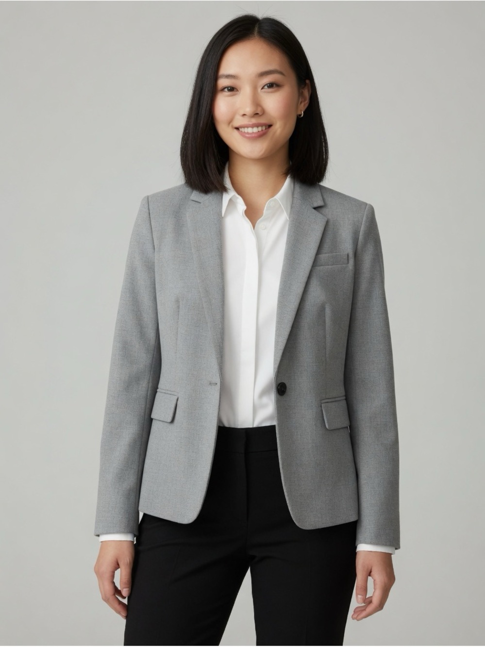 Ann Taylor Factory Gray Single-Breasted Tailored Blazer Size 2 NWT